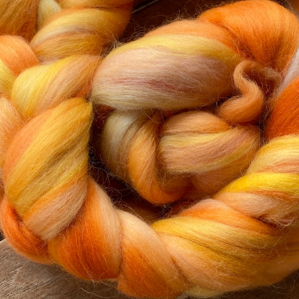 ROVING,"Citrus",19 micron hand painted Merino Roving,Lemon Orange Roving,Tangerine nuno roving,Hand dyed Roving,Citrus Merino roving,BIG 0-L