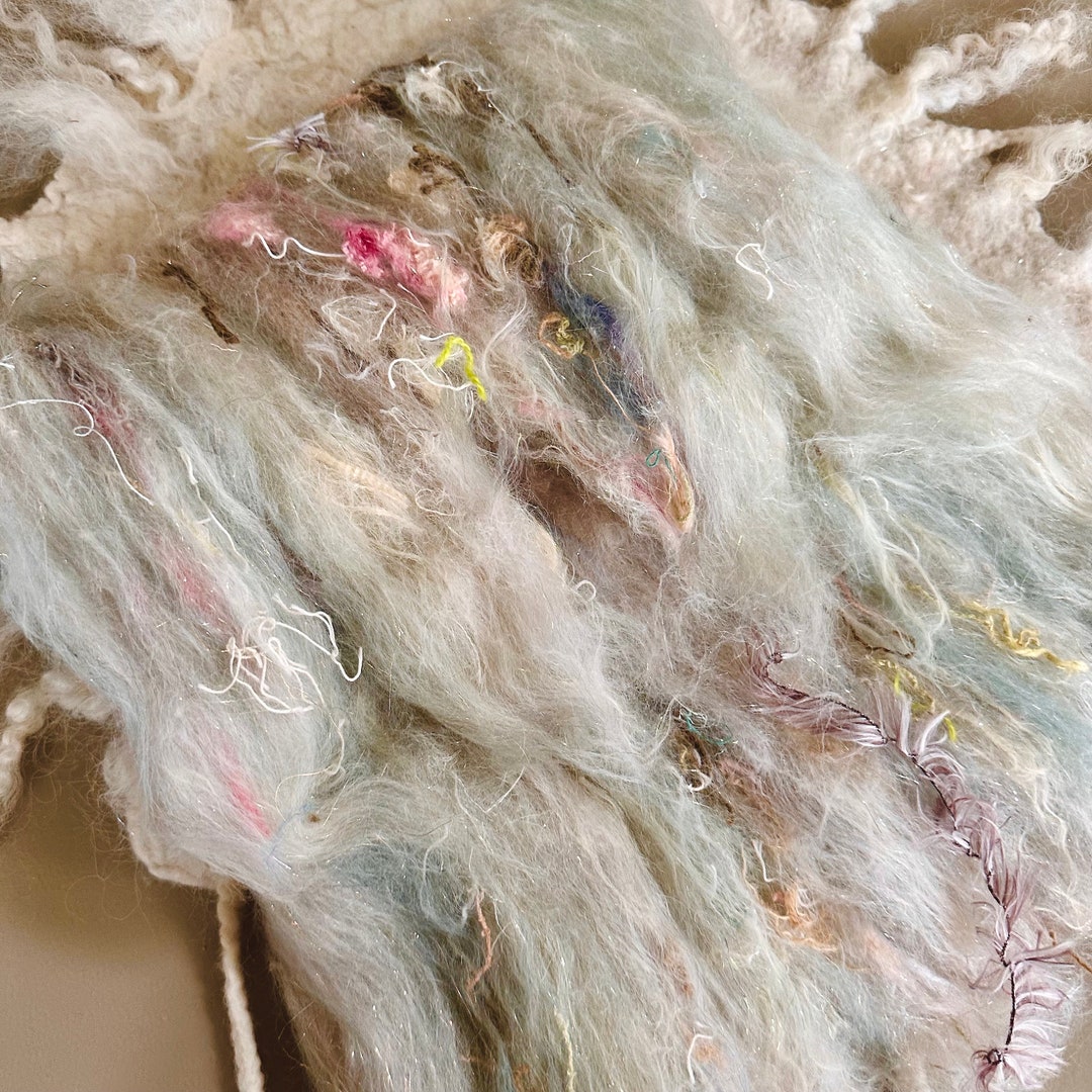 NEW TEXTURED Art Batt, Enchanted Spinning Batt, Dusty Pastel Merino ...