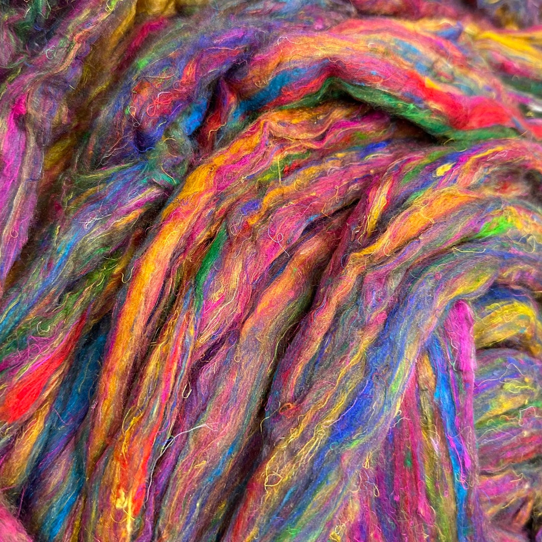 SARI SILK Roving, Spectrum, Sari Silk Waste, Silk, Carding Texture ...