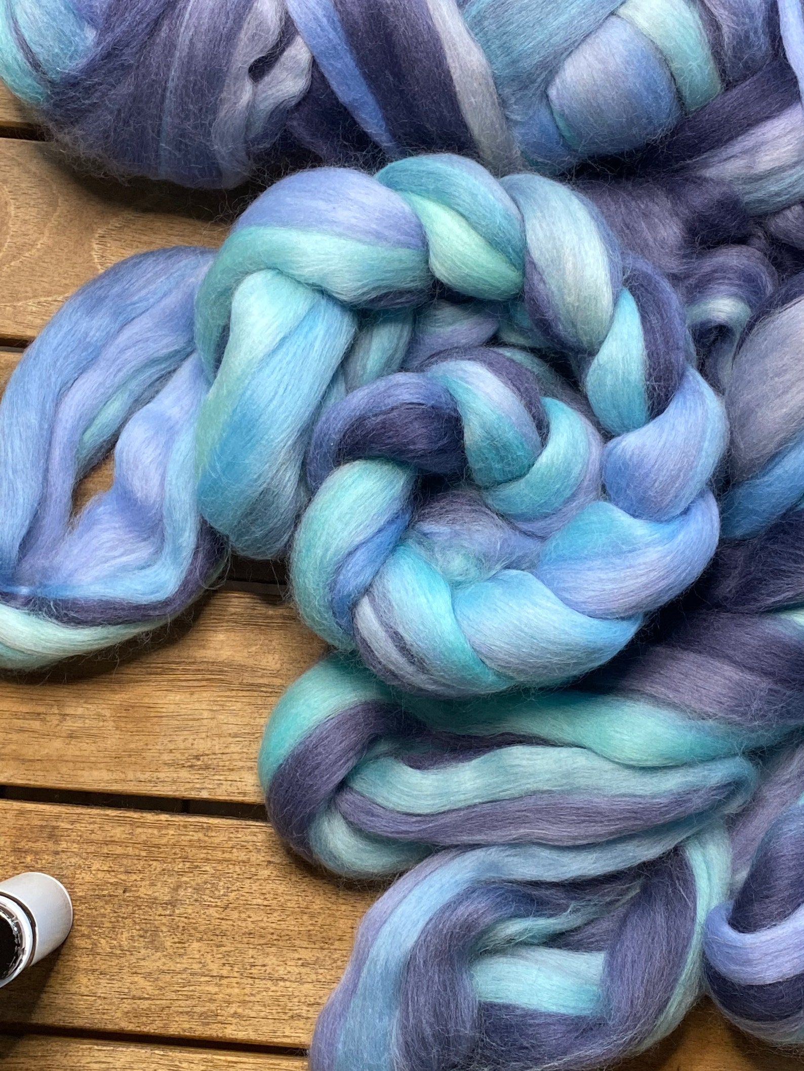 Blue Roving WOOL ROVING Sky, 19 Micron Hand Painted Merino Roving, Sky Water Roving ...