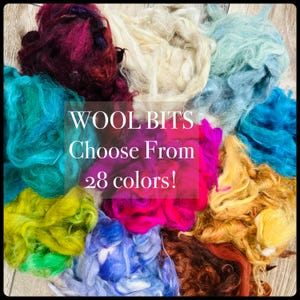 WOOL BITS Choose a color, Wet felting wool, art batt scraps, Hand dyed roving wool, art yarn fiber, spinning wool, Needle  Felting wool
