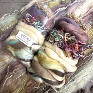 FREE PEOPLE Wet Felting Kit or Art Batt Kit, Texture and Roving Bundle, Vintage Palette Merino Silk Spinning Kit, Carding Fiber Art Kit image 5