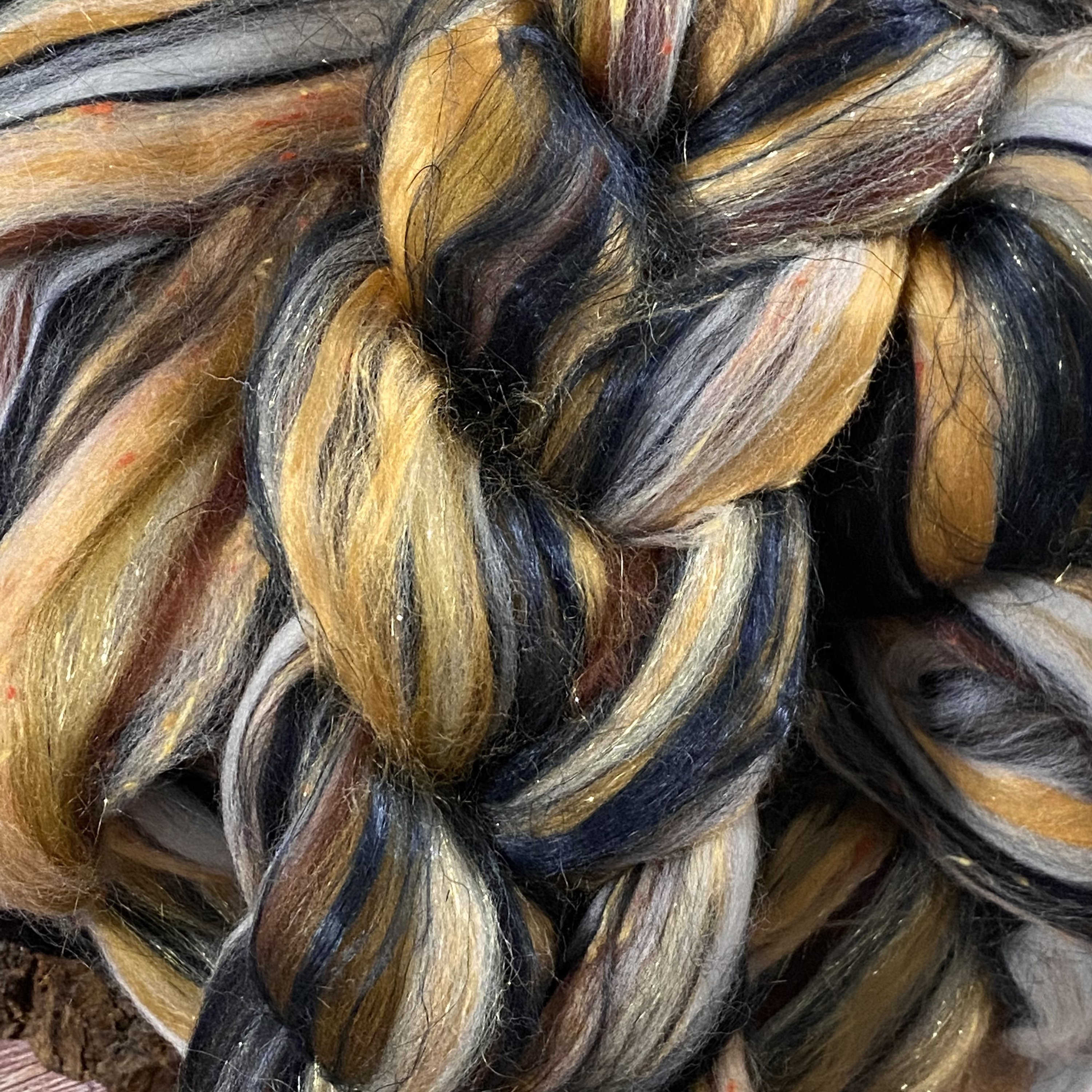 SPARKLE ROVING Fools Gold, Gold Brown Glitter Roving, Black Amber Wool ...