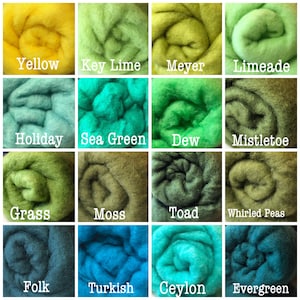 NEEDLE FELTING Wool, Original 70 Colors ,Dyed Corriedale blend, felting wool,,dyed carded wool batt, Bin 95-109