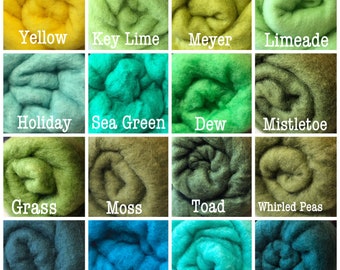 NEEDLE FELTING Wool, Original 70 Colors ,Dyed Corriedale blend, felting wool,,dyed carded wool batt, Bin 95-109