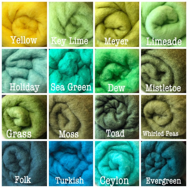 NEEDLE FELTING Wool, Original 70 Colors ,Dyed Corriedale blend, felting wool,,dyed carded wool batt, Bin 95-109