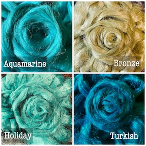 FLAX ROVINGS 30 Colors, Dyed flax linen fiber, Art Batt strings texture, wet needle felting fiber, spinning fibre, weaving yarn fiber