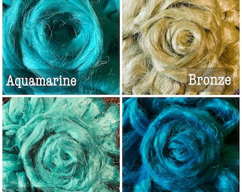 Mechas de lino, 30 colores, fibra de lino teñida, textura de hilos Art Batt, fibra para fieltro húmedo con aguja, fibra para hilado, fibra para tejido de hilo