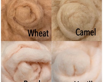 NEW SKIN COLORS Needle Felting Wool, Skin Tones Felting wool,Dyed Corriedale blend, 3-D felting wool,Doll skin colors,dyed carded wool batt