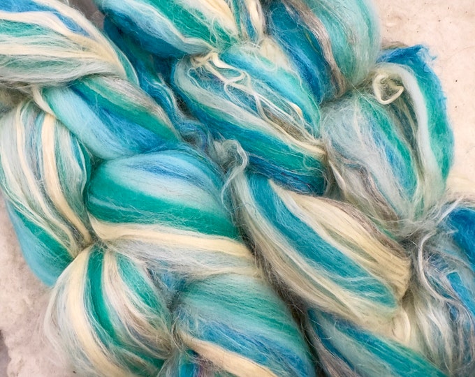 Blue Roving CLEARANCE ROVING Celestial Blue Yellow Roving,merino Silk Roving for ...