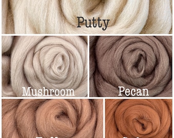 WOOL ROVING, 19 Micron Gray brown Merino, nuno wet felting roving, dyed Merino wool, spinning combed top, carding fine wool top