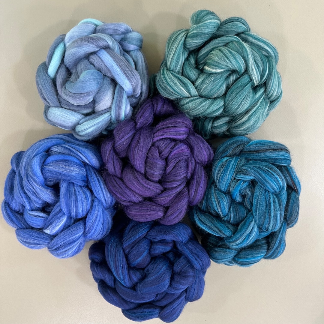 MERINO ROVING, 19 Micron Blue Purple Variegated Roving,sapphire Violet ...