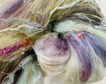 Textural Art Batt DIY or Made-to-Order Option, Free People batt, art batt kit, Art yarn Fiber, Wet Felting Wool, spinning wool silk, BIG 3