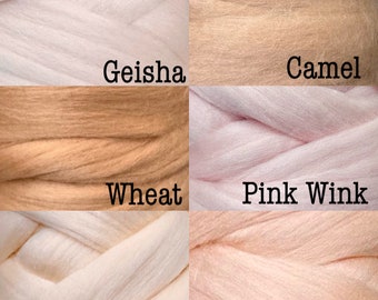 SKIN COLORS 19 micron Roving, Skin Tones Dyed 19 micron Merino Felting wool, 2-D or 3-D felting wool,Doll skin colors,dyed carded roving