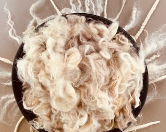 WOOL BITS, Bare Bones, wet felting wool, Hand dyed ecru wool assortment, art batt fiber, art yarn fiber, spinning wool, Carding wool texture