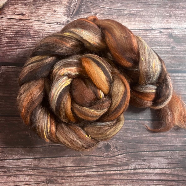 ROVING, Fancy Brown, sepia chocolate roving,Weaving Roving, shades of brown Felting Fiber,Spinning Fiber, Cocoa Rust Mocha roving,33