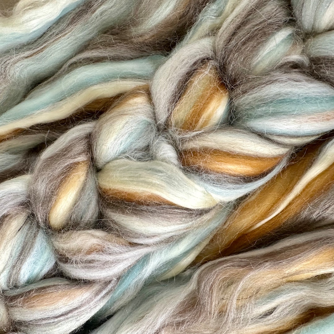 Blue Roving CLEARANCE ROVING Amber Blue, Merino Silk Combed Top, Turmeric Aqua ...