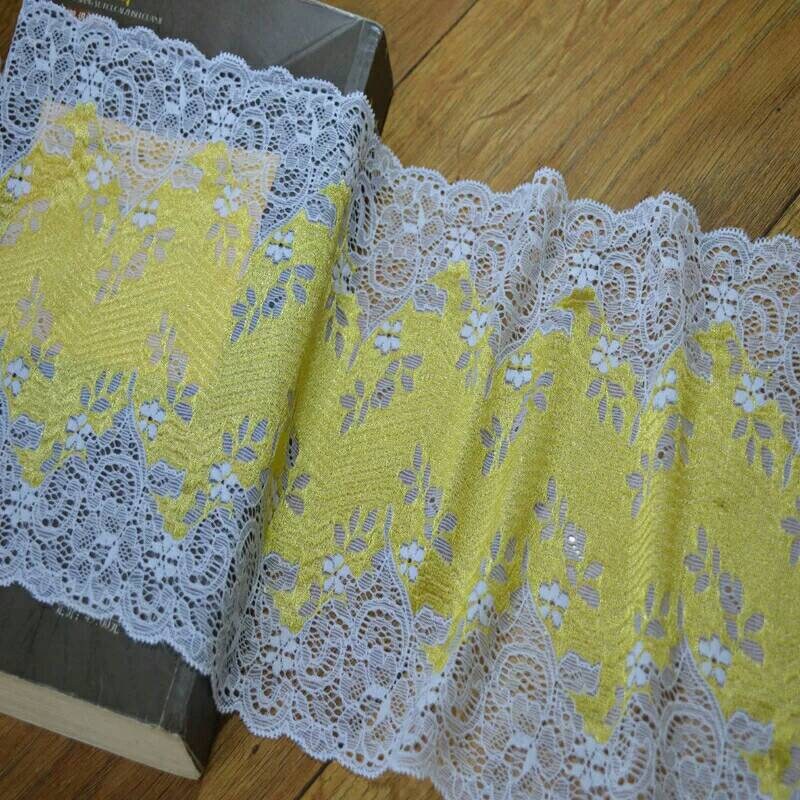 2Yards 19cm fleur blanc jaune Floral dentelle Stretch galon dentelle Stretch élastique ceinture de mariée coiffure vêtement élastique poupée garniture dentelle 2Yards 19cm fleur blanc jaune dentelle Floral dentelle Stretch galon dentelle jaune Stretch élastique ceinture de mariée coiffure vêtement élastique poupée garniture dentelle 4b0478