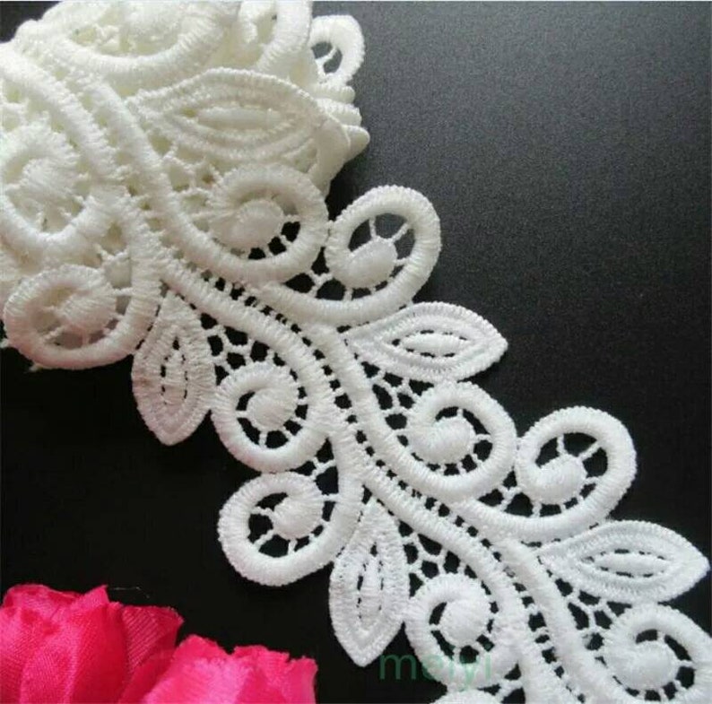 5 Yard 7cm Wide Black Floral Stretch Lace Trim DIY Sewing Applique Craft