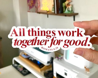 Romans 8:28 Sticker Quote | Positive Bible Verse Decor For Laptop