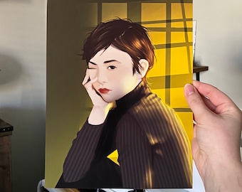 Sunlit Sadness Giclee Print: Female Portrait Wall Art (8.5x11 in)