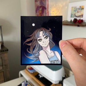 Sticker Souvenirs au clair de lune : oeuvre d'art pour ordinateur portable sur le thème de la lune