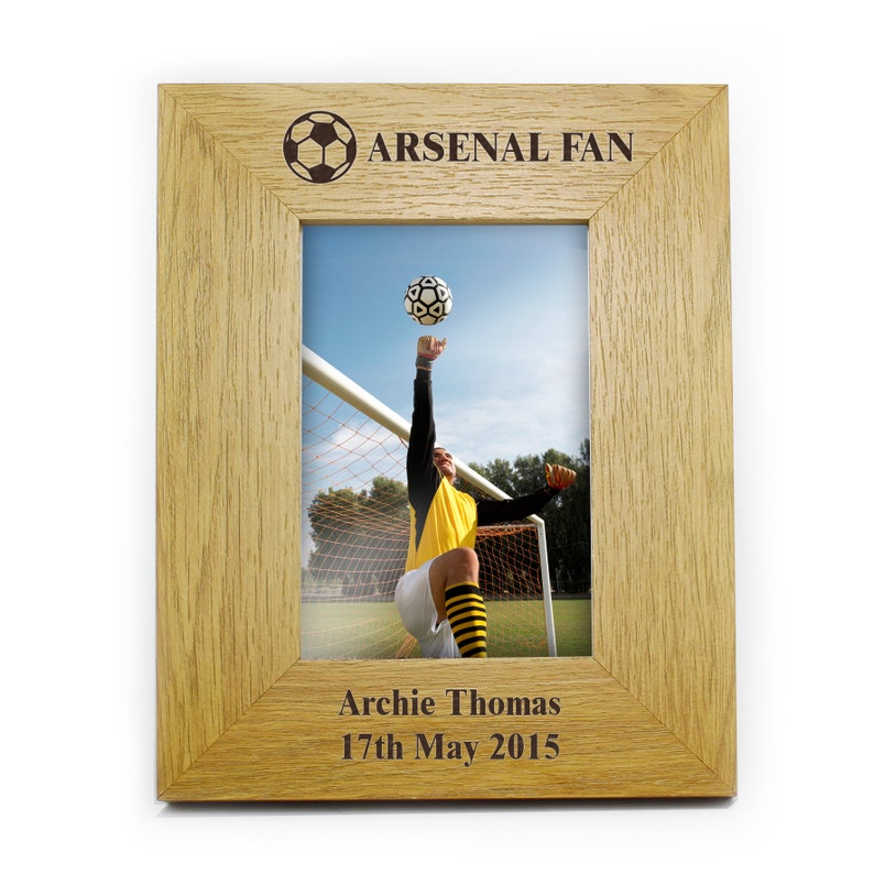 Personalised Oak Finish 6x4 Football Photo Frame Football Gifts
