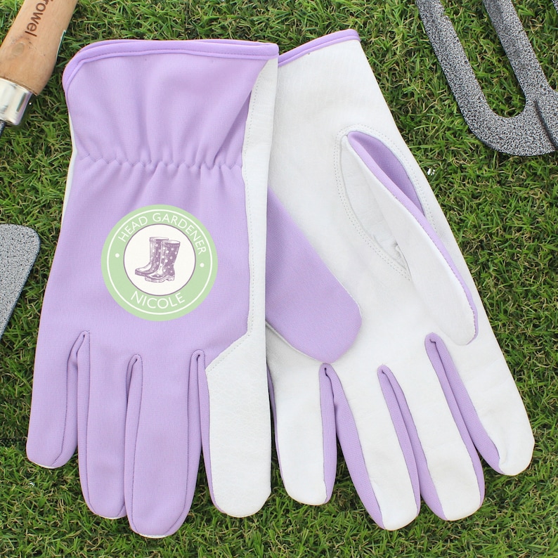 Personalised Ladies Gardening Gloves For Her Durable Lightweight Leather Nylon