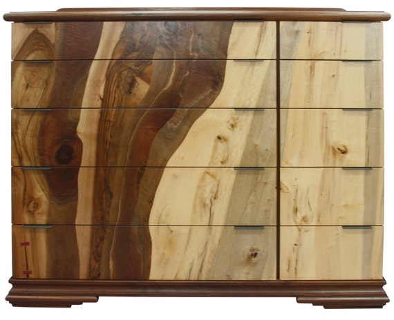 607 Solid Walnut Dresser Chest Of Drawers Natural Edge Live Etsy