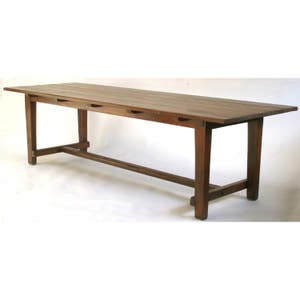 552 Rustic oak table, harvest table, farm table, farmhouse table, trestle dining table, refectory table, large primitive table, customizable