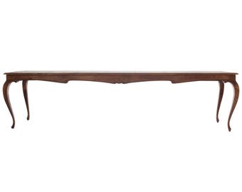 Hand Carved Alder Harvest Table, Antique Tobacco Finish