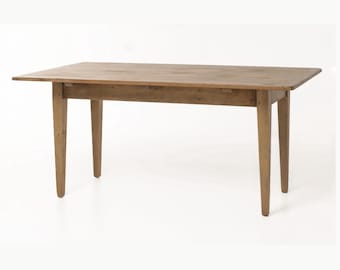 Mesa de banquete estilo casa de campo 921, madera maciza, tamaños personalizados, acabado antiguo claro