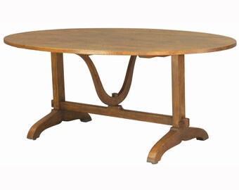 Mesa de viticultor ovalada de estilo provenzal francés, modelo 635, nueva con acabado antiguo.