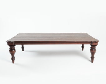 Handmade Rustic Alder Coffee Table, Distressed Antique Finish, Custom Size