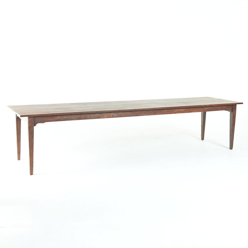 859 Long Narrow Farmhouse Table With Antique Finish, Refectory Table
