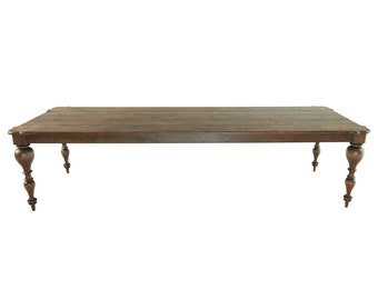 Mesa de comedor rústica europea hecha a mano, acabado antiguo, tamaños personalizados
