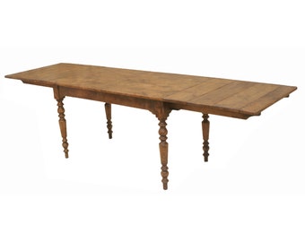 Extendable Harvest Table, Farmhouse Style, Self-Storing Leaves