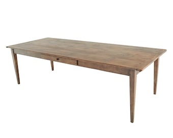 Handmade Solid Hardwood Farm Table with Drawers, Antique Finish, Custom Sizes