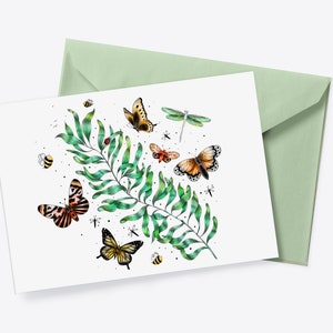 Carte postale de PRINTEMPS, illustration des saisons, carte de printemps, carte de la nature, art botanique, cadeau de printemps, fleurs, oeuvre de papillons, oeuvre d'art, carte de mars