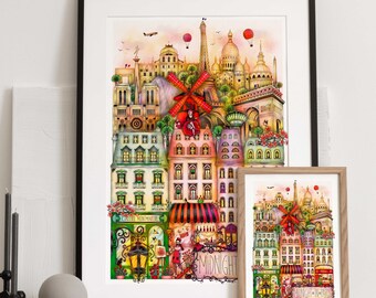 PARIS Wall Art, France Illustration, Paris Travel Print, France Art, French Wall Decor, Paris Gift, Modern line drawing, Eiffel Tower