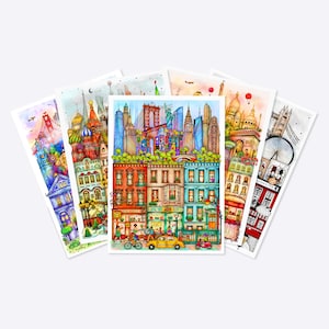 SET 17 POSTALES DE CIUDAD, Postales de Viaje, San Francisco, París, Amsterdam, Nueva York, Sao Paulo, Praga, Londres, Frankfurt, Copenhague, Lisboa