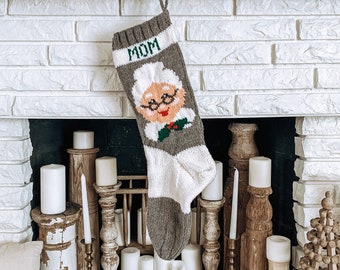 Knit Christmas Stocking - Mrs. Claus (Multiple Skin Tones Available)