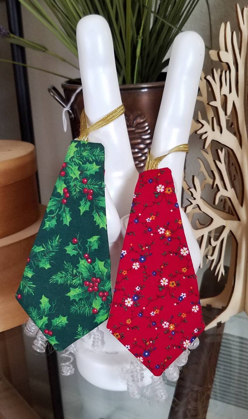 2 Homemade Tie Shaped Santa Claus Christmas Ornaments Etsy