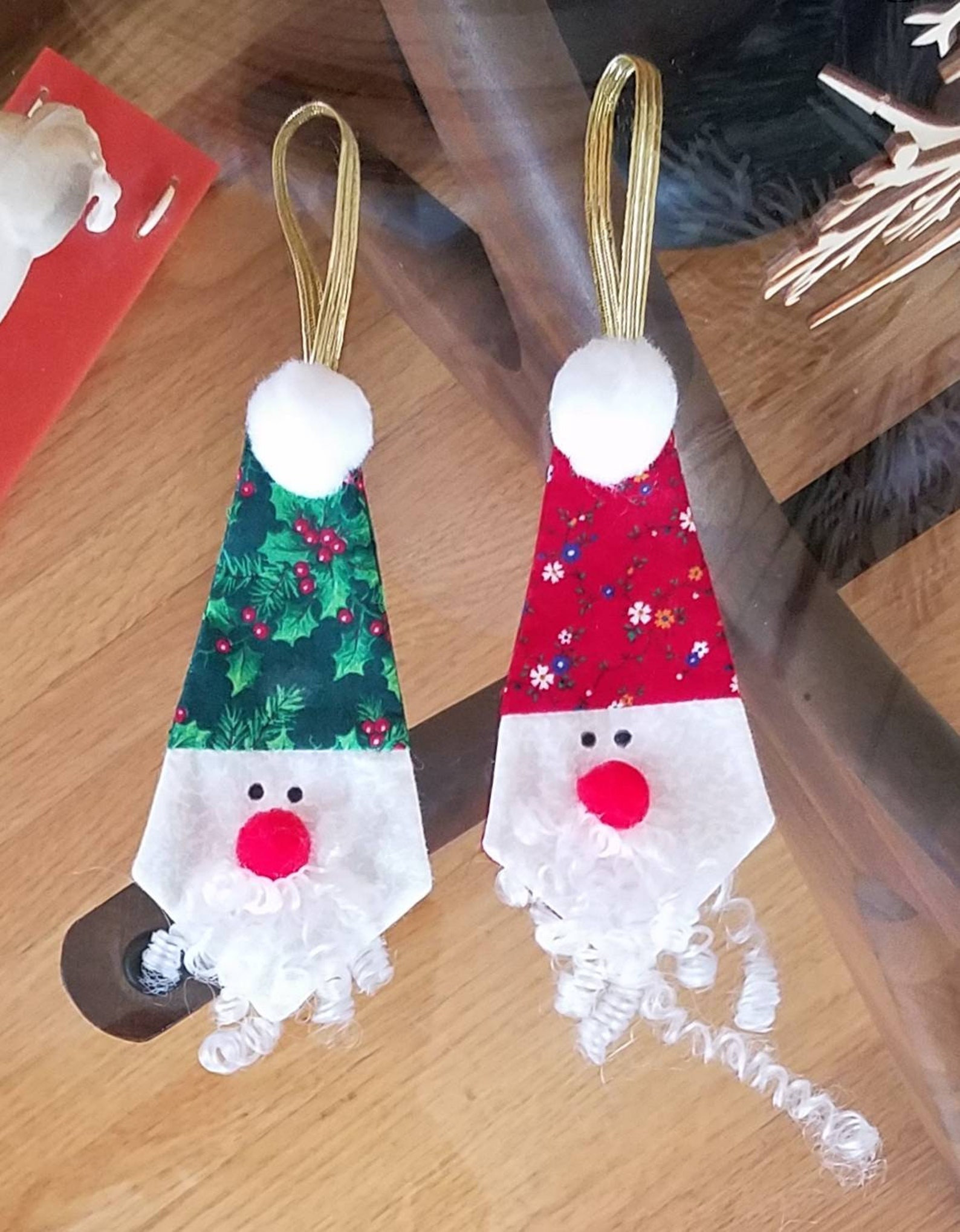 2 Homemade Tie Shaped Santa Claus Christmas Ornaments Etsy