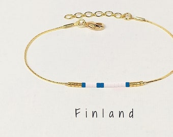 Finland bracelet gift for women, Flag of Finland accessories gift idea, Finnish flag jewelry, Custom country bracelet Motherland gift / WF19