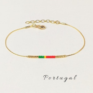 Portuguese bracelet thin chain, Flag of Portugal gift, AU pair gift, Portugal flag bracelet minimalist, Custom country bracelet / WF30