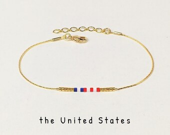 USA flag bracelet subtle, Flag of the United States gift, American flag bracelet chain, The US flag jewelry minimal, Patriotic gift / WF11