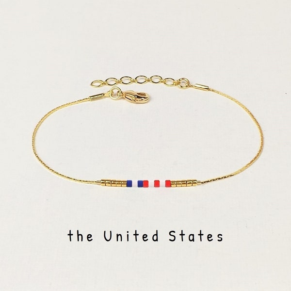 USA flag bracelet subtle, Flag of the United States gift, American flag bracelet chain, The US flag jewelry minimal, Patriotic gift / WF11