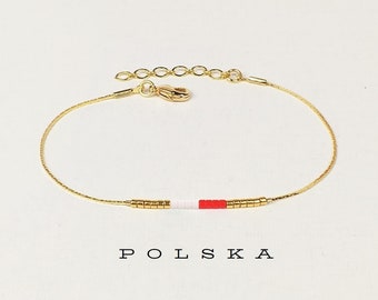 Polen Flagge Armband subtil, Flagge von Polen Armband bewegliches Geschenk, polnischer Schmuck, polnisch-amerikanisches Geschenk Weihnachten, Polska Geschenk / WF14