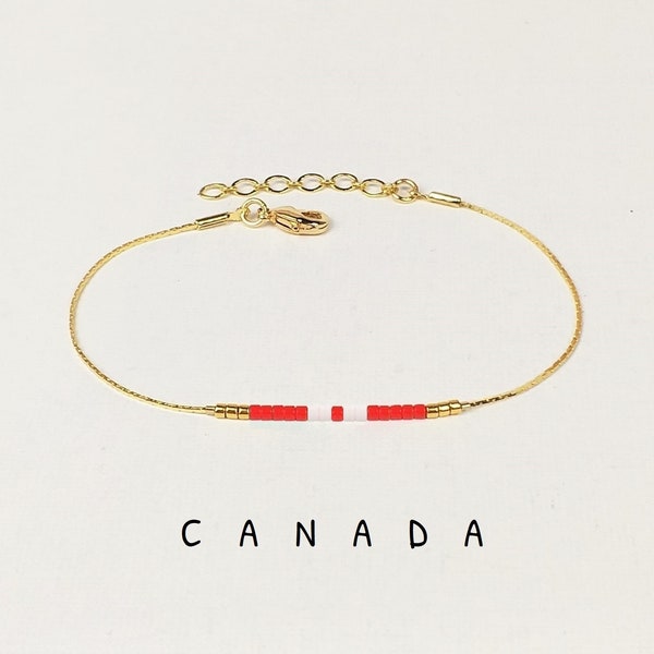 Canada bracelet chain, Flag of Canada bracelet gift for exchange student, Canadian colors jewelry, Custom patriotic gift, Motherland / WF12